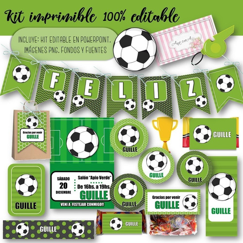 Kit Imprimible Futbol Mod.5 100% Editable Candy Bar 