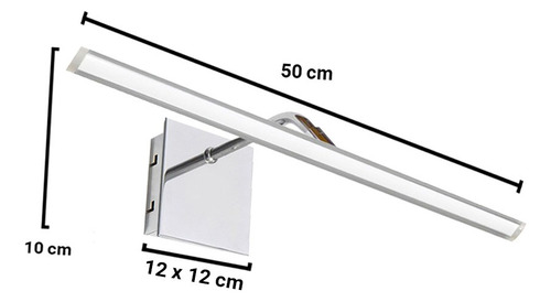 Imagen 2 de 10 de Aplique Pared Móvil Cuadra Interior Baños 20w Luz Led 50cm