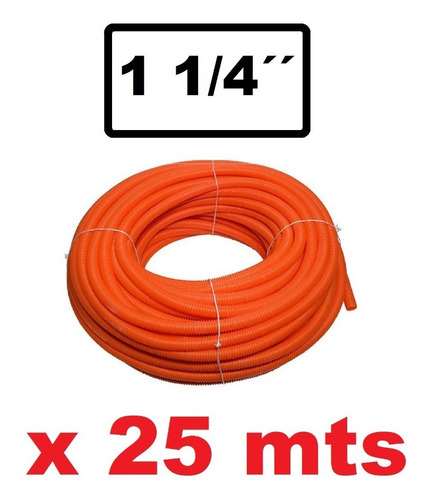 Caño Corrugado Naranja 1 1/4 Pulgadas Rollo X25 Mts