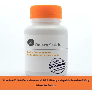 D3 10.000ui + K2 Mk7 120mcg + Mag Dimalato 250mg : 240 Caps.