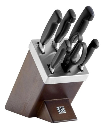 Cepo Facas Four Star Com Afiação Automática 7 Pçs Zwilling Cor Preto