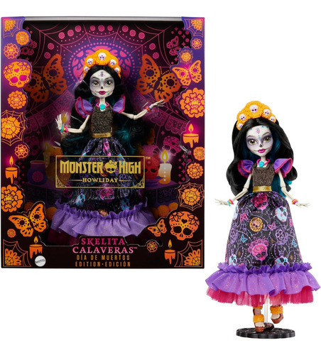 Monster High Muñeca Skelita Calaveras Hermoso Vestido