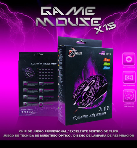 Pack 2 Mouse Gamer X15 Usb 3.0 Dpi 3600 Pc Professional