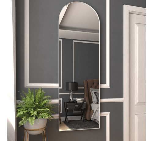 Espelho Oval Com Base Reta Retrô Com Moldura Arco 150 X 50 Moldura Gelo