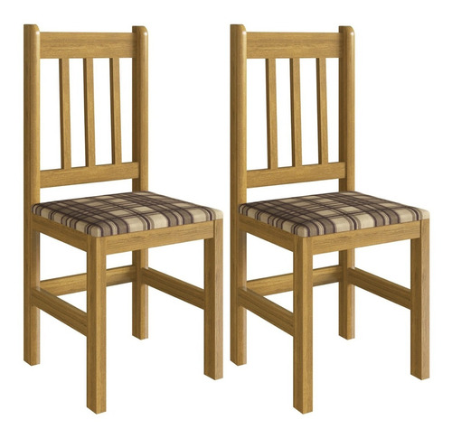 Conjunto 2 Cadeiras Xadrez Zamarchi Estofado Bagé Cerejeira