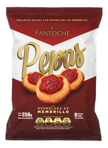 Galletitas Pepas Fantoche Mermelada Membrillo 350g Dulces