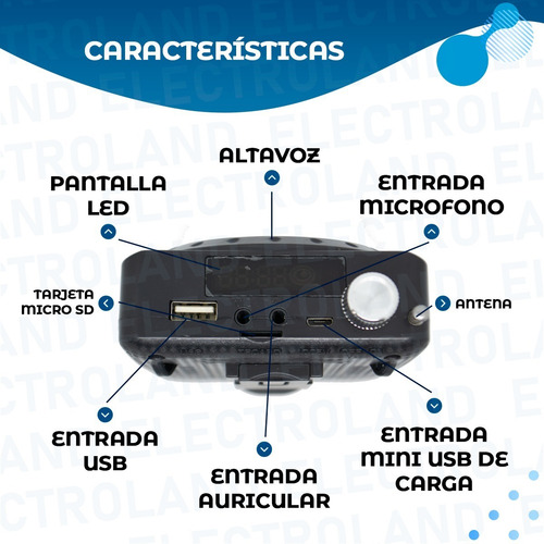 Imagen 5 de 10 de Parlante Bluetooth Portátil Radio Sd Megáfono 5w