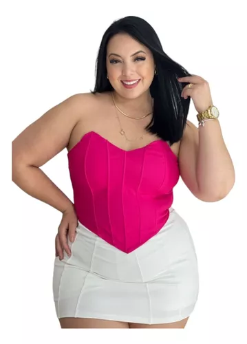 Cropped Corselet olho de gato Plus size