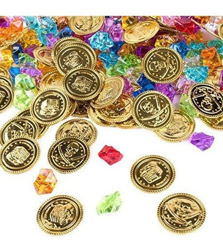 Monedas De Oro Pirata Tesoro Enterrado Y Gemas Joyería