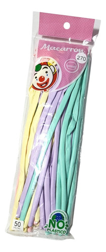 Globo Latex Payaso Zepelin270 Macarron Pastel 50 Pzs
