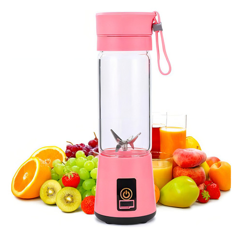 Liquidificador Portátil Usb 380ml Mixer Shaker Rosa