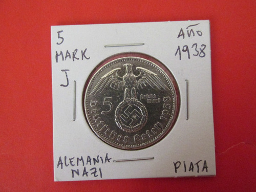  Gran Moneda Alemania  5 Mark De Plata Tercer Reich Año 1938
