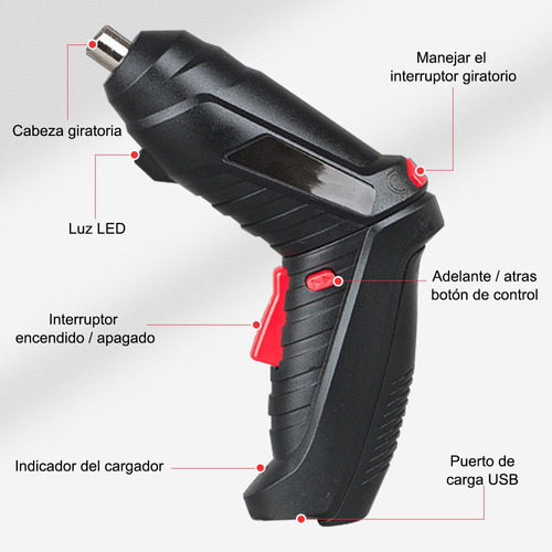 Destornillador Eléctrico Taladro Inalámbrico 47 Pzasmultiuso