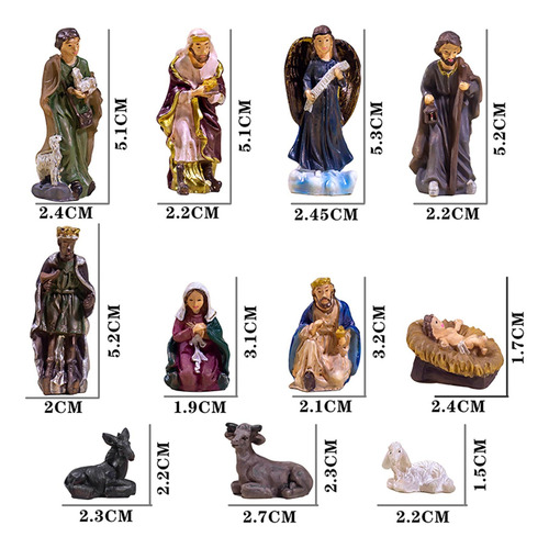 11 Uds. Figuras De Natividad Escultura Pintada A Mano
