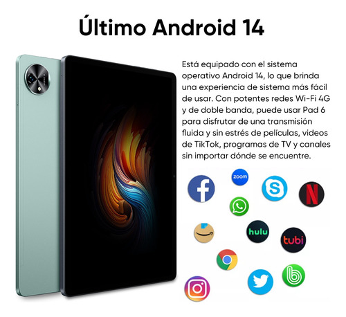 Tablet Xiaom Black Shark Pad 6, 11'' FHD pantalla, 90 Hz, tablet con sim card 8GB RAM, 256GB ROM, Android 14 con cámara 16 MP y 8 MP Color verde