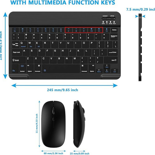 Kits Teclado E Mouse+ Sem Fio E Bluetooth E Tablet- Preta- A