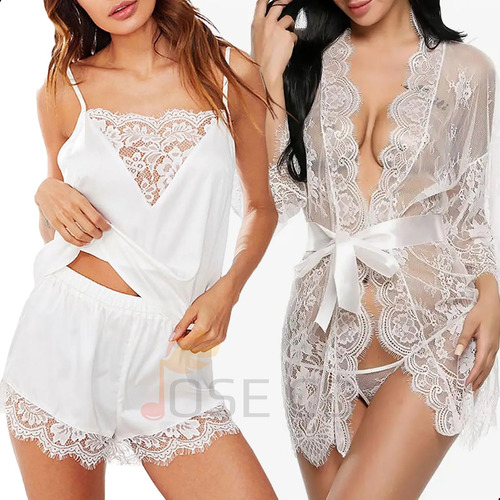 Conjuntos Lenceria Encaje Sexy Ropa Interior Juego 4 Piezas