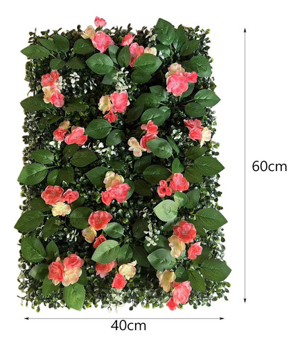 Panel De Pared De Césped Artificial Con Rojo Champán