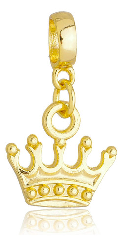 Pingente  De Ouro Work Semijoias Princesa Rainha Pingente, Berloque Y Desenho Do Coroa Com 0mm De Diâmetro - 0mm De Comprimento X 0mm De Altura - Banhado A Ouro