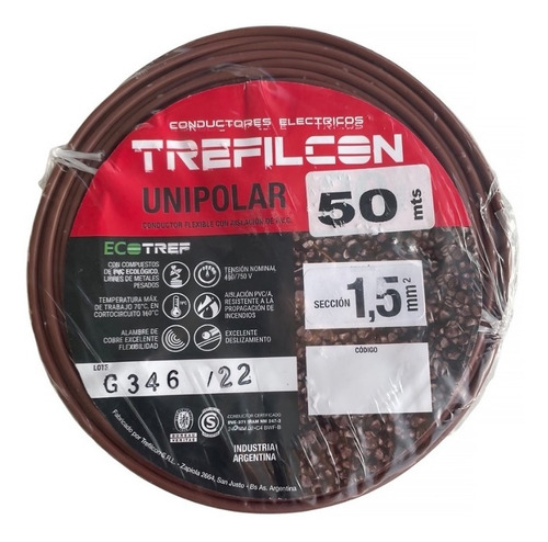 Cable Unipolar 1.5mm Normalizado Trefilcon Rollo X 50mts E.a