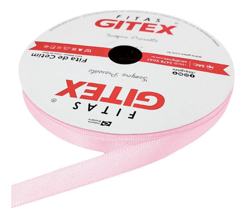 Fita De Cetim Multiuso Nº2 Larg 10mm Rolo Com 50 Metros Cor 104 - Rosa Medio Lisa