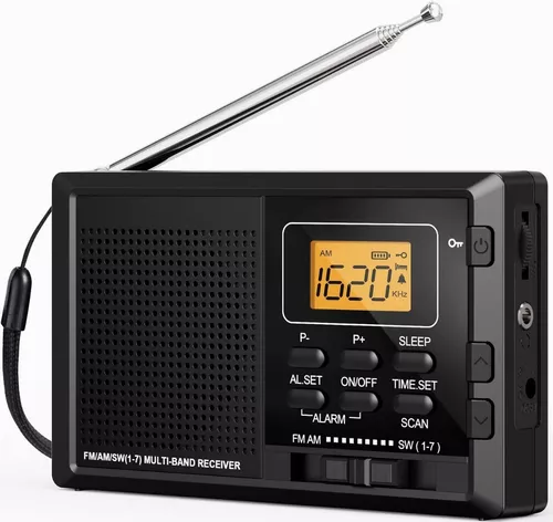 Radio Digital portátil Radio de Onda Corta Am/FM portátil con Temporizador  de Apagado automático y función de Reloj Despertador, radios Que Funcionan  con baterías, 12/24H : : Electrónica