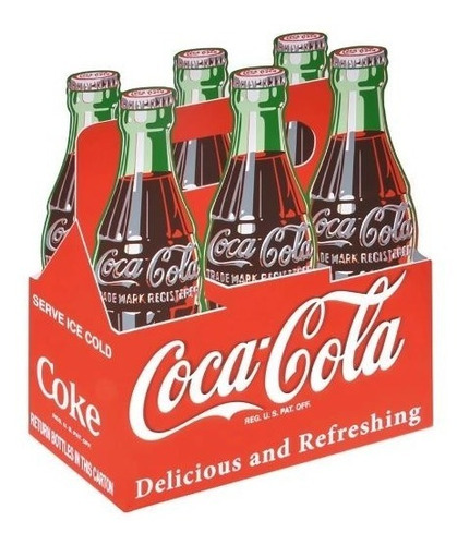 Placa Decorativa Madeira Coca Cola 6-pack Oficial