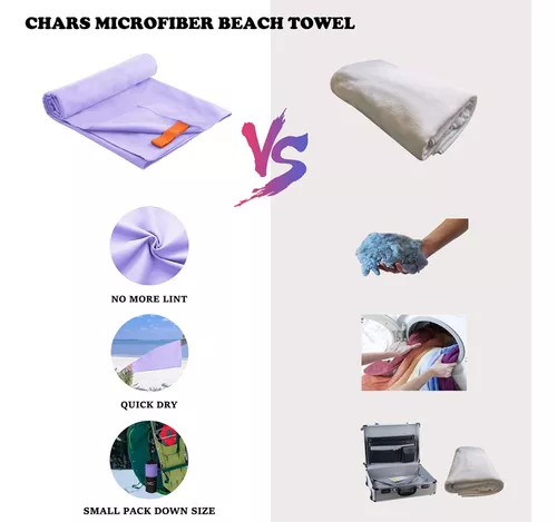 CHARS Toallas de camping de microfibra sin arena (30 x 63 pulgadas) con una  bolsa de transporte, toalla deportiva ultra compacta de secado rápido para