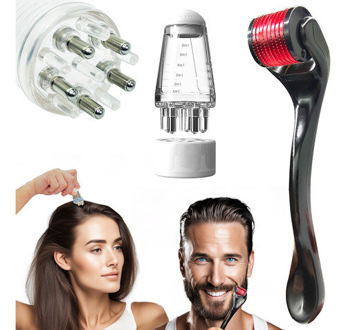 0.5mm Dermaroller Titanio Y Aplicador Para Barba Anticaída