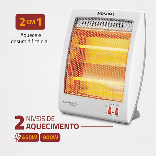 Aquecedor Quartzo Comfort Air III Mondial Branco 900W A-16