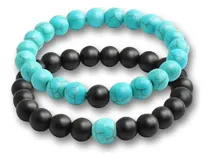 Comprar X2 Pulseras Unisex Piedras Naturales Turquesa Onix Negro