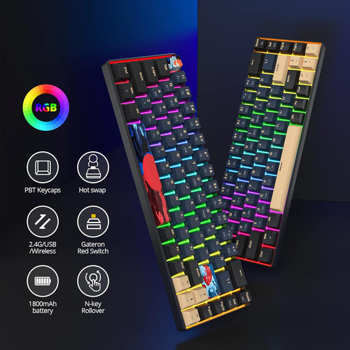 Surmen Gt68 65% Wireless Mechanical Gaming Keyboard 60 Pe...