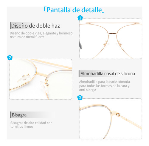 Cyxus Gafas De Filtro De Luz Azul De Computadora Armazon Color Dorado,Protege Ojos de Rayos Azules, Para Trabajo, Gaming, Estudio, Anti - Reflejo, Anti - Cansancio, Moda y Funcional