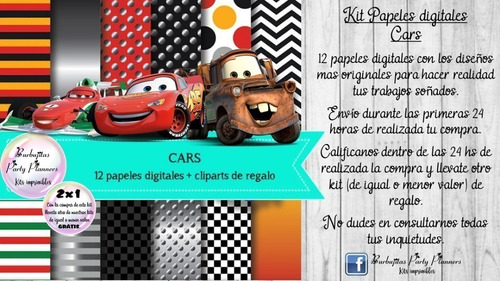 Papeles Fondos Digitales Cars Kit Imprimible