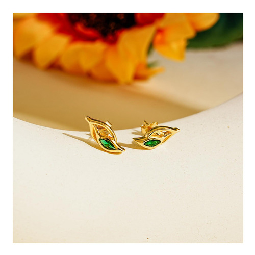Pendientes De Tuerca Con Forma De Hoja De Oro Para Mujer, En