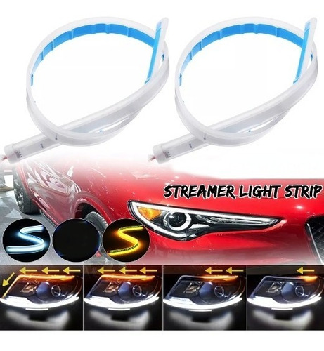 Imagen 2 de 5 de X2 Tira Led Secuencial Blanco Ambar Universal Auto Karvas