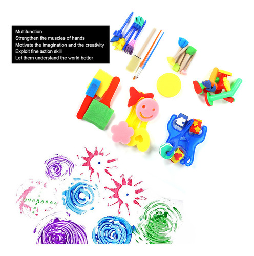 30pcs Esponja Carimbo Crianças Pintura Diy Espuma Pincéis Ar