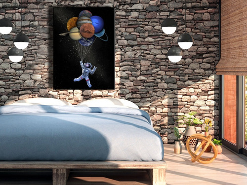 Cuadro Astronauta Planetas Moderno En Lienzo Foto Canvas