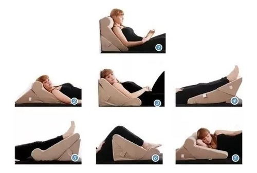 Imagen 2 de 10 de Almohadon Triangular Reposo 7 Posiciones En 1 Funda Lavable