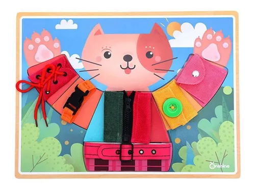 Jogo De Quebra-cabeça Infantil Dress Cat Basic Skills Board