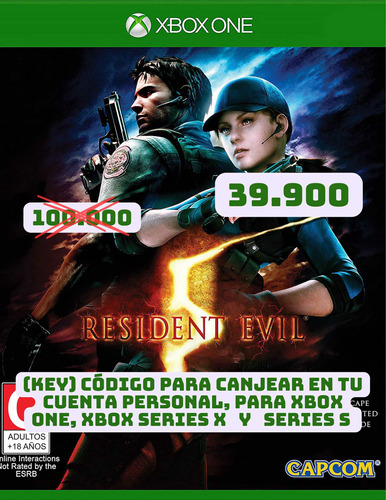 Resident Evil 5 Xbox One, Series S Y Series X Código