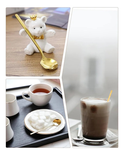 Juego De 8 Cucharas De Café Doradas, Elegantes Cucharas Para