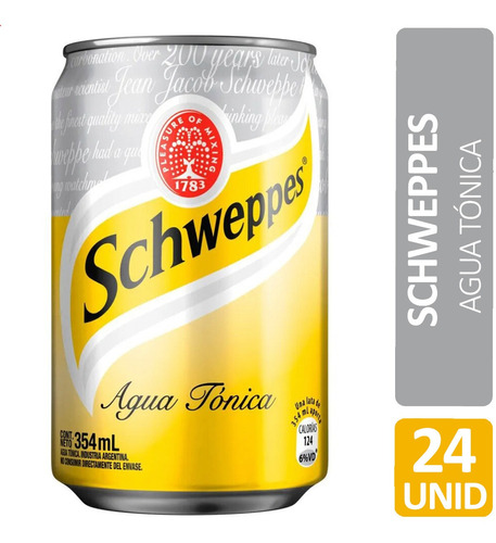Imagen 1 de 8 de Agua Tonica Schweppes Lata Gaseosa Original - Pack X24 Unid