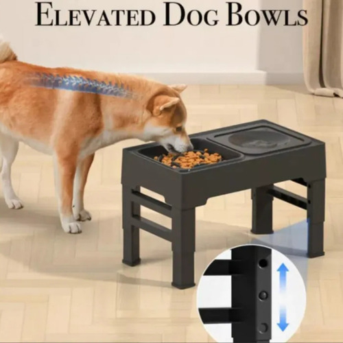 Plato Elevado Para Perro Ajustable Razas Medianas Y Pequeñas Negro
