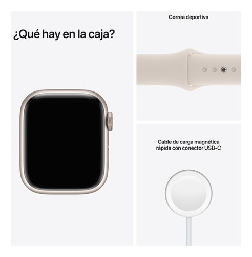 Apple Watch (GPS) Series 7 display de 1.614" con correa de fluoroelastómero - color blanco estelar - Excelente (Reacondicionado)