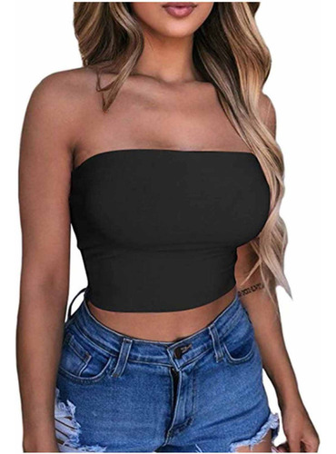 Blusa Sin Tirantes De Verano De Color Liso Para Mujer