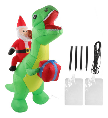 Dinosaurio Inflable Decorativo C/diseño Navideño P/exterior