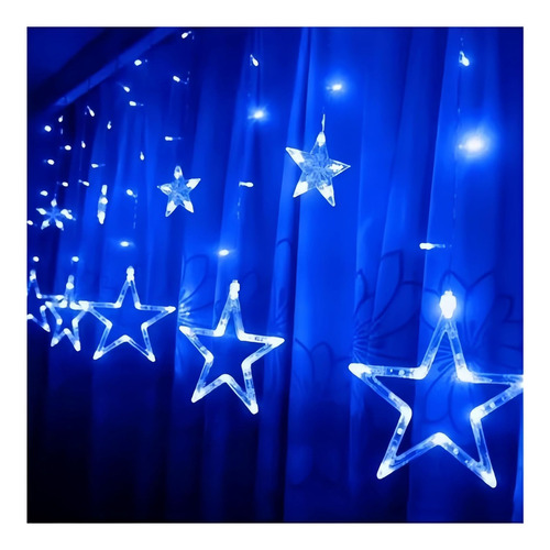 Pisca Pisca Cascata 138 Led Estrelas Natal Conector M/f Luzes Azul 220v