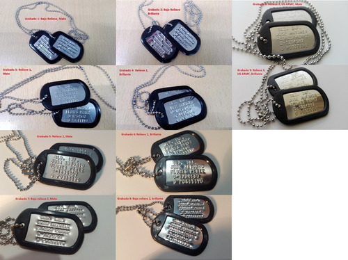 Juego Dog Tags Perreras Placa Id Militares Compara Calidad!!