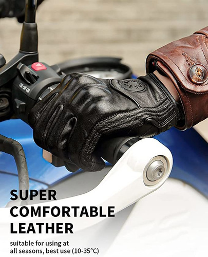 Guantes De Moto De Cuero Completo, Equipo De Conducción De M